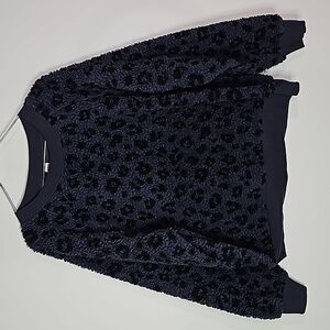 Old Navy medium blue and black leopard print crew neck sweater